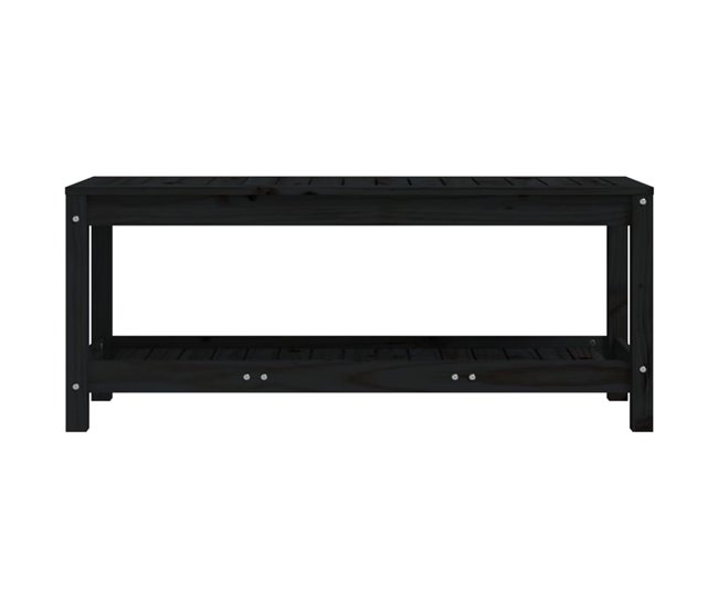 Conforama VidaXL Banco De Jardín De Madera Maciza De Pino Negro 108x35x45 Cm