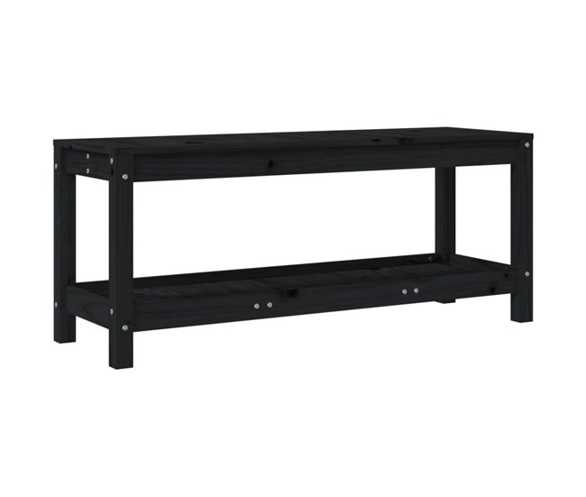 Conforama vidaXL Banco de jardín de madera maciza de pino negro 108x35x45 cm