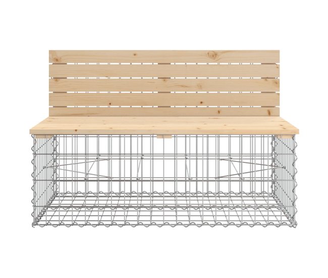 Conforama VidaXL Banco De Jardín Diseño Gaviones Madera Maciza Pino 103x70x65 Cm