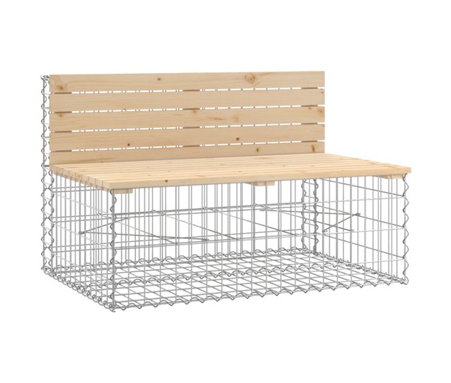 Conforama vidaXL Banco de jardín diseño gaviones madera maciza pino 103x70x65 cm