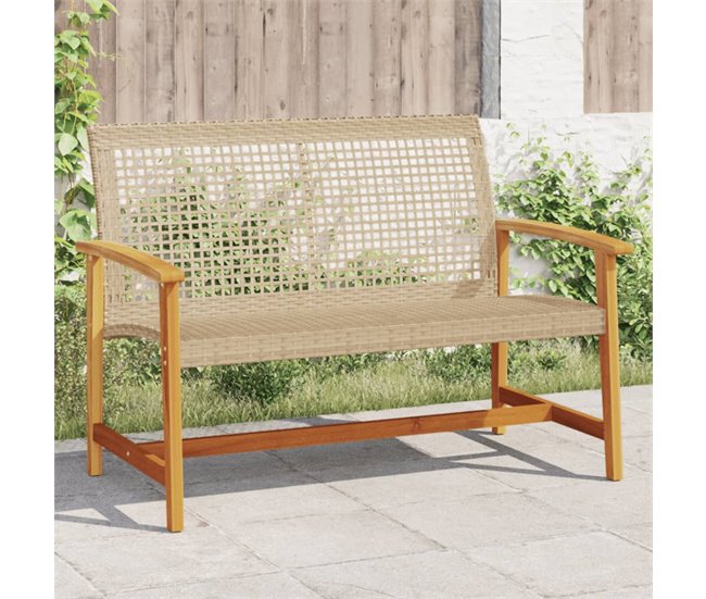 Conforama VidaXL Banco De Jardín Madera De Acacia Y Ratán PE Beige 112 Cm