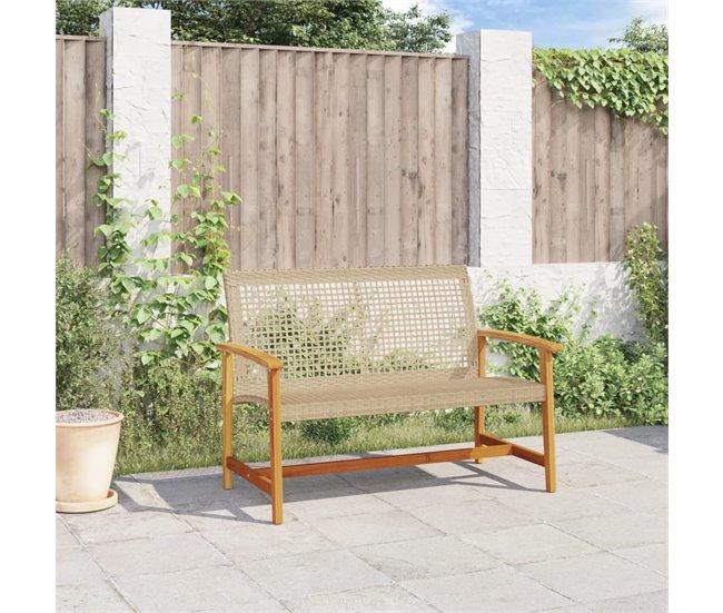 Conforama VidaXL Banco De Jardín Madera De Acacia Y Ratán PE Beige 112 Cm