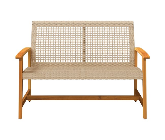 Conforama VidaXL Banco De Jardín Madera De Acacia Y Ratán PE Beige 112 Cm