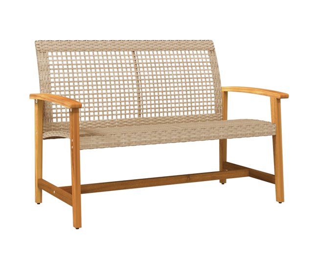 Conforama vidaXL Banco de jardín madera de acacia y ratán PE beige 112 cm