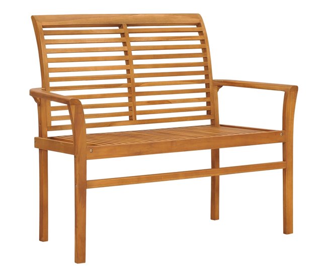 Conforama VidaXL Banco De Jardín Madera Maciza De Teca Con Cojín Azul 112 Cm