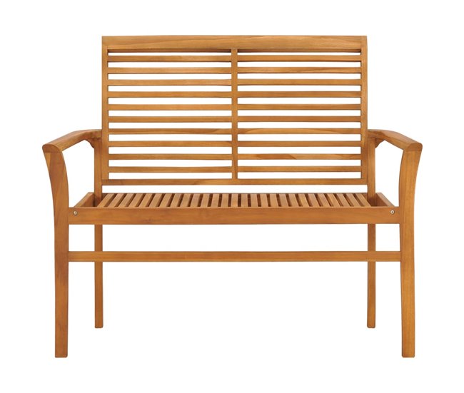 Conforama VidaXL Banco De Jardín Madera Maciza De Teca Con Cojín Azul 112 Cm