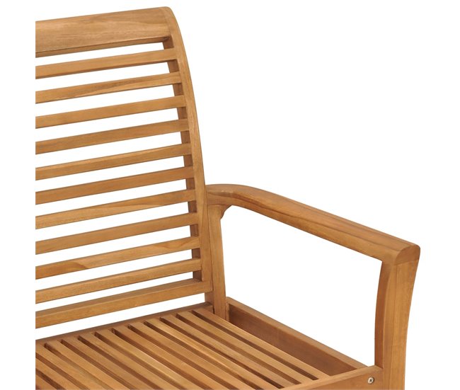 Conforama VidaXL Banco De Jardín Madera Maciza De Teca Con Cojín Azul 112 Cm