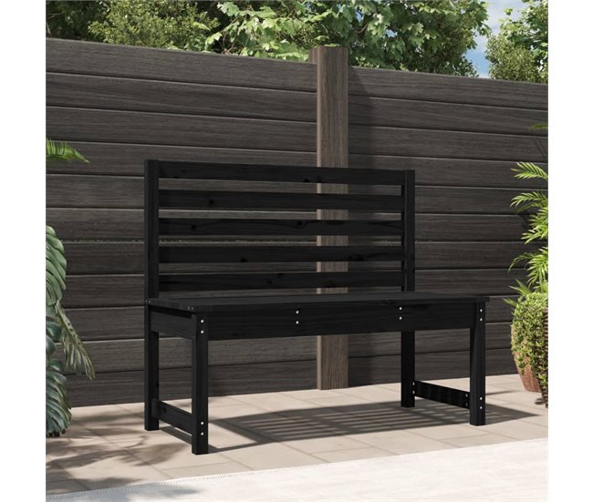 Conforama VidaXL Banco De Jardín Madera Maciza Pino Negro 109 Cm