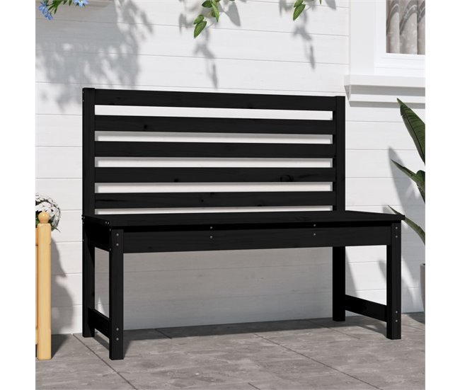 Conforama VidaXL Banco De Jardín Madera Maciza Pino Negro 109 Cm