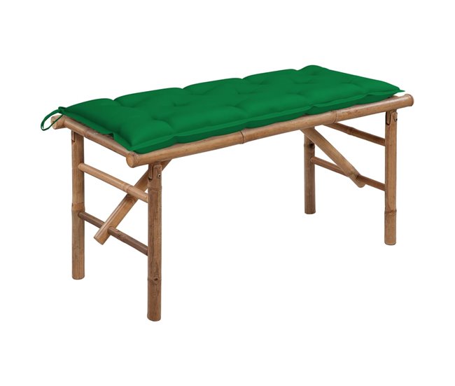 Conforama vidaXL Banco de jardín plegable con cojín bambú 118 cm