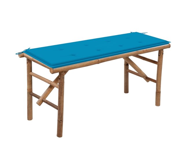 Conforama vidaXL Banco de jardín plegable con cojín bambú 118 cm