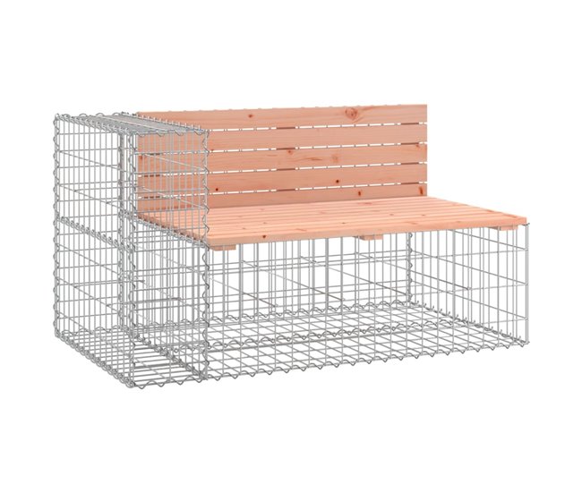 Conforama vidaXL Banco jardín diseño gaviones madera abeto Douglas 122x71x65 5cm