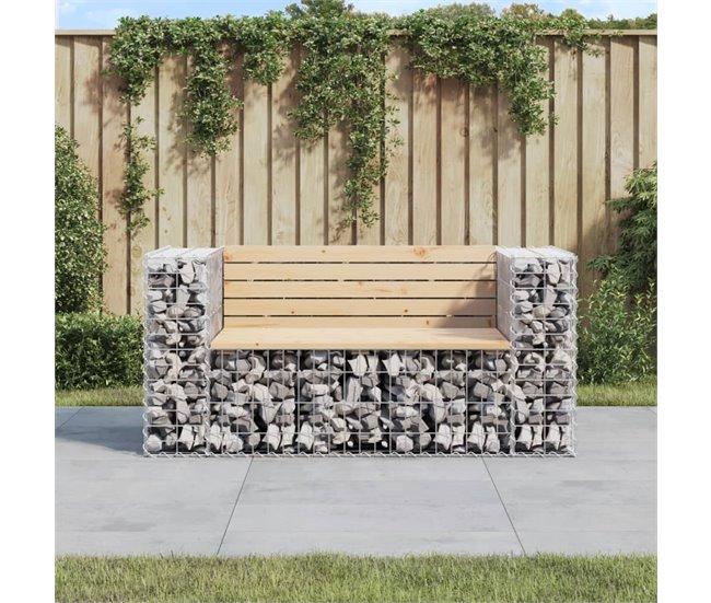 Conforama VidaXL Banco Jardín Diseño Gaviones Madera Maciza Pino 143x71x65 5 Cm