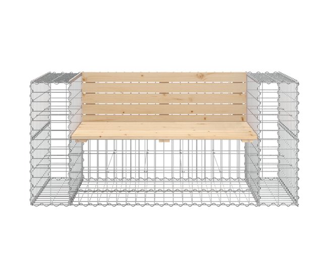 Conforama VidaXL Banco Jardín Diseño Gaviones Madera Maciza Pino 143x71x65 5 Cm