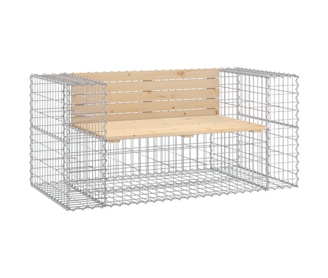 Conforama vidaXL Banco jardín diseño gaviones madera maciza pino 143x71x65 5 cm