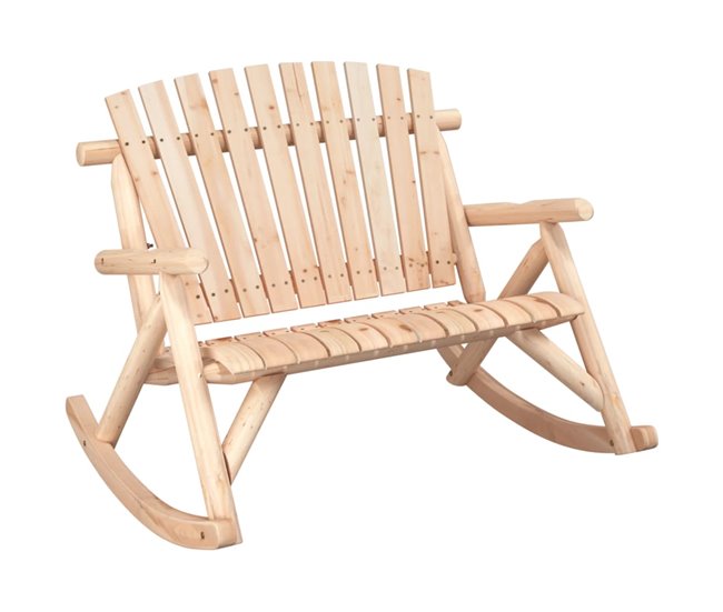 Conforama vidaXL Banco mecedora de jardín de 2 plazas madera abeto 123x96x102 cm