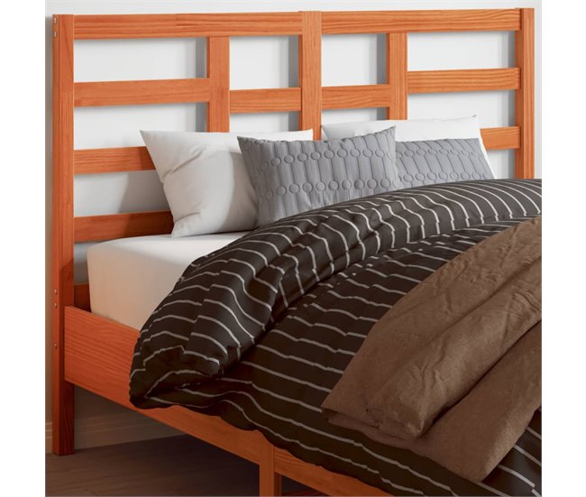 Conforama VidaXL Cabecero De Cama Madera Maciza De Pino Marrón Cera 135 Cm