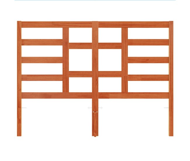 Conforama VidaXL Cabecero De Cama Madera Maciza De Pino Marrón Cera 135 Cm