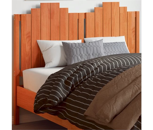 Conforama VidaXL Cabecero De Cama Madera Maciza De Pino Marrón Cera 135 Cm