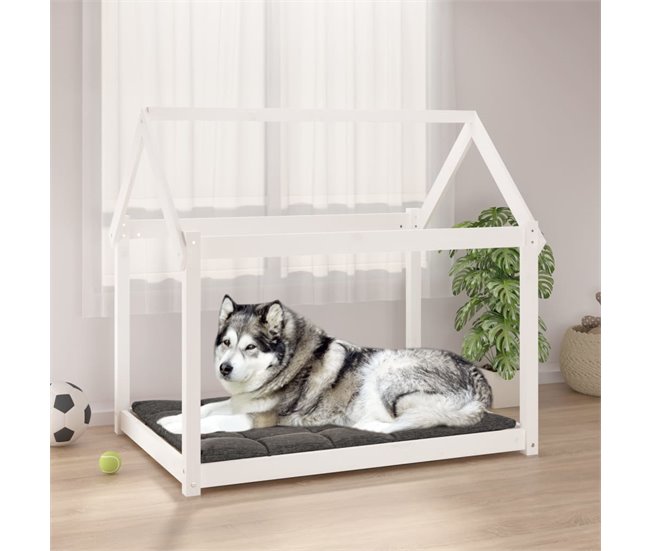 Conforama VidaXL Cama Para Perros Madera Maciza De Pino Blanco 111x80x100 Cm