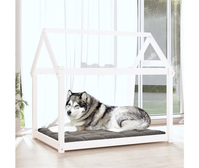 Conforama VidaXL Cama Para Perros Madera Maciza De Pino Blanco 111x80x100 Cm