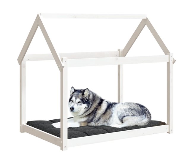 Conforama VidaXL Cama Para Perros Madera Maciza De Pino Blanco 111x80x100 Cm