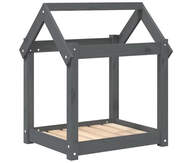 Conforama vidaXL Cama para perros madera maciza de pino gris 61x50x70 cm