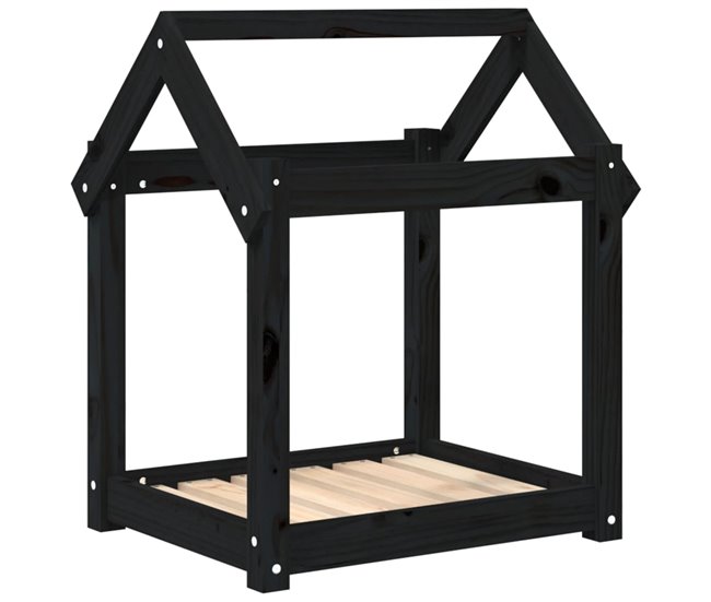 Conforama vidaXL Cama para perros madera maciza de pino negro 61x50x70 cm