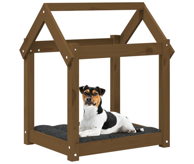 Conforama VidaXL Cama Para Perros Madera Maciza Pino Marrón Miel 61x50x70 Cm