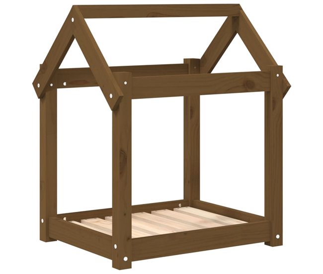 Conforama vidaXL Cama para perros madera maciza pino marrón miel 61x50x70 cm