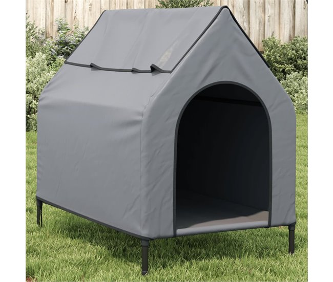 Conforama VidaXL Casa Para Perros Tela Oxford Y Acero Gris Claro