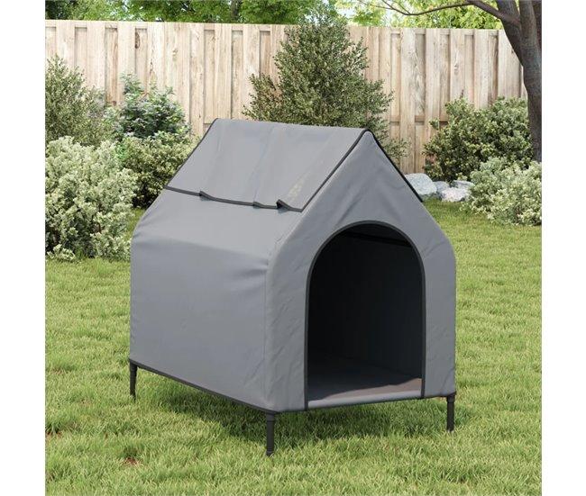 Conforama VidaXL Casa Para Perros Tela Oxford Y Acero Gris Claro