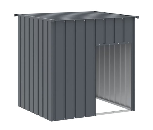 Conforama vidaXL Caseta perros con tejado acero galvanizado gris 110x103x109 cm