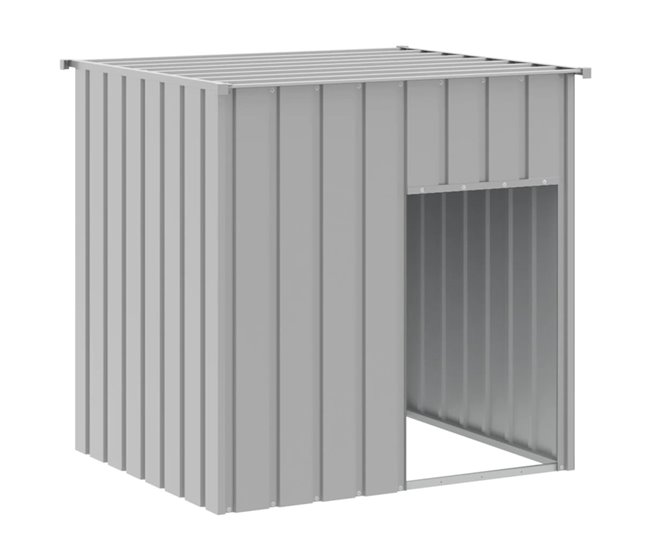 Conforama vidaXL Caseta perros tejado acero galvanizado gris claro 110x103x109cm