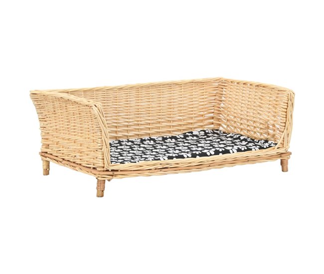 Conforama vidaXL Cesta para perros con cojín sauce natural 90x54x35 cm