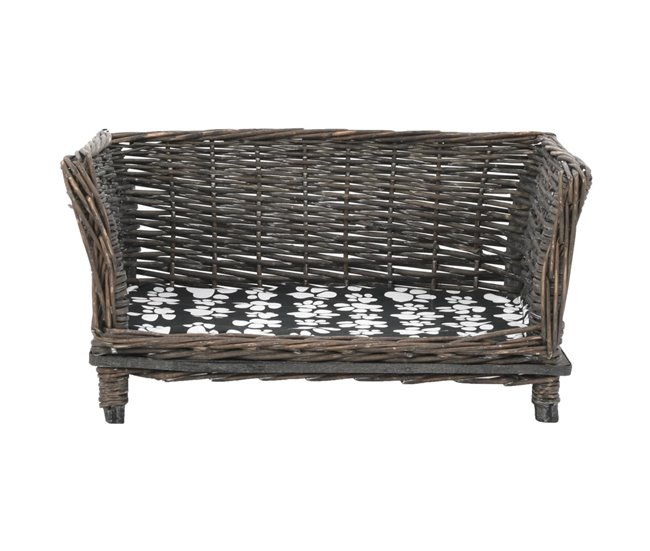 Conforama VidaXL Cesta Para Perros Con Cojín Sauce Natural Gris 50x33x30 Cm