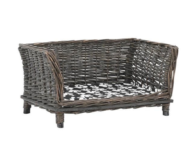 Conforama vidaXL Cesta para perros con cojín sauce natural gris 50x33x30 cm