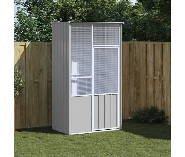 Conforama VidaXL Jaula De Pájaros Acero Galvanizado Gris 115x78x200 Cm