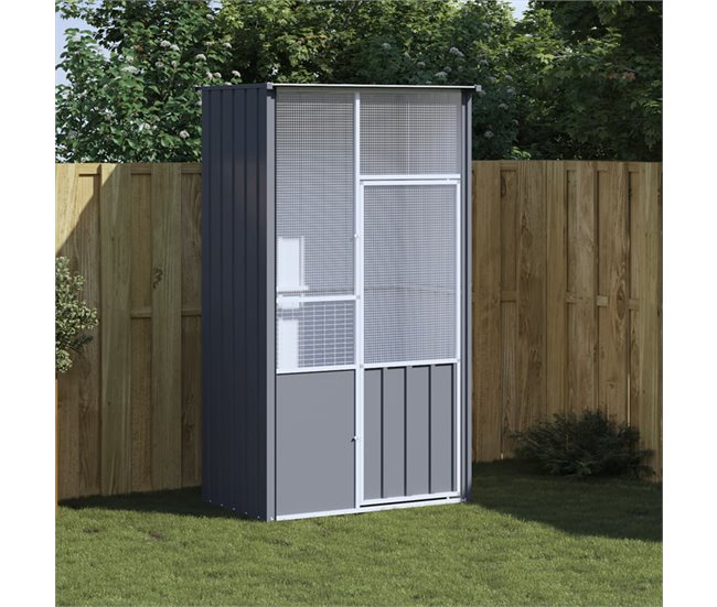 Conforama VidaXL Jaula De Pájaros Acero Galvanizado Gris Antracita 115x78x200 Cm