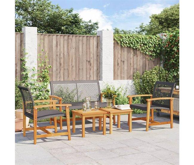Conforama VidaXL Juego De Bistro De 5 Piezas Ratán PE Negro Y Madera De Acacia