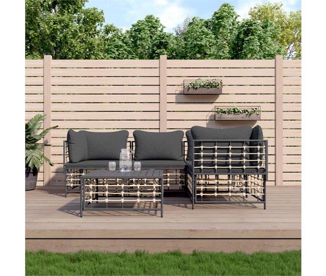 Conforama VidaXL Juego De Muebles De Jardín 5 Pzas Cojines Antracita Ratán PE