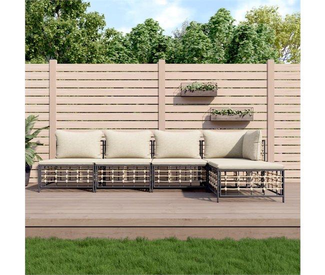 Conforama VidaXL Juego De Muebles De Jardín 5 Pzas Cojines Antracita Ratán PE