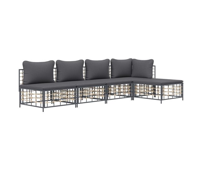 Conforama VidaXL Juego De Muebles De Jardín 5 Pzas Cojines Antracita Ratán PE