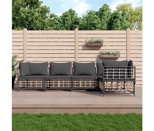 Conforama VidaXL Juego De Muebles De Jardín 5 Pzas Cojines Antracita Ratán PE