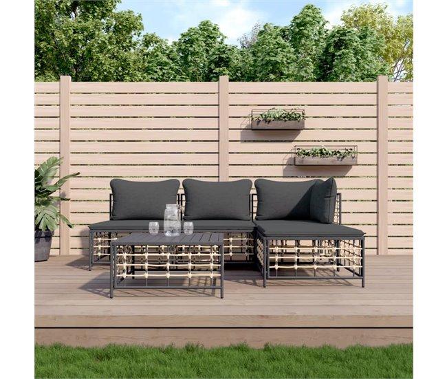 Conforama VidaXL Juego De Muebles De Jardín 5 Pzas Cojines Ratán PE