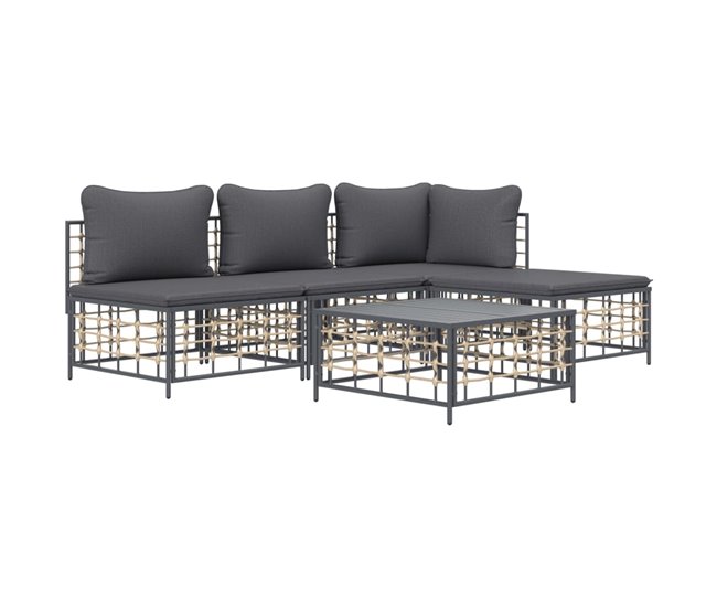 Conforama VidaXL Juego De Muebles De Jardín 5 Pzas Cojines Ratán PE