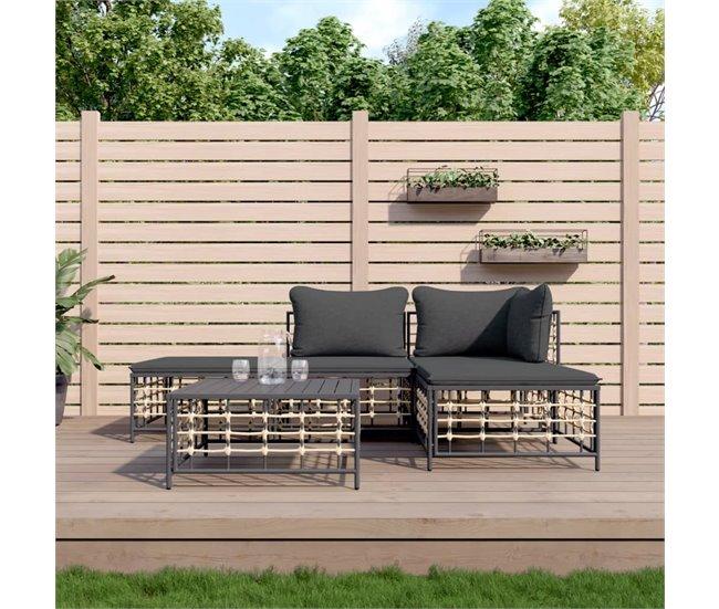 Conforama VidaXL Juego De Muebles De Jardín 5 Pzas Cojines Ratán PE