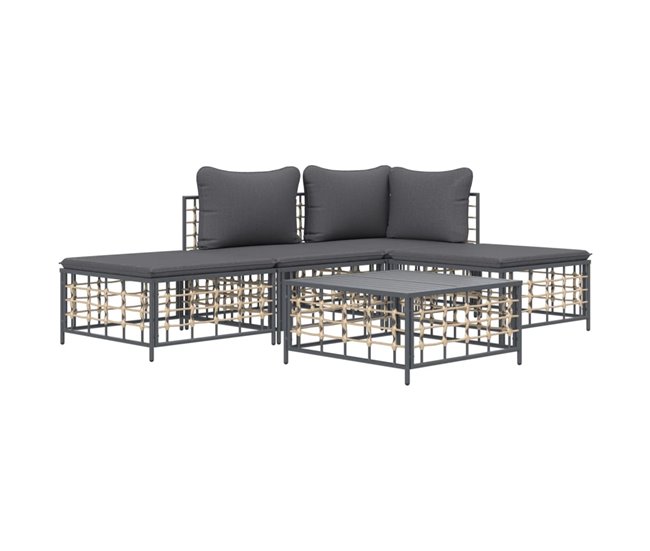 Conforama VidaXL Juego De Muebles De Jardín 5 Pzas Cojines Ratán PE