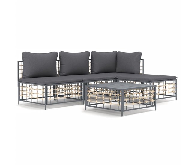 Conforama vidaXL Juego de muebles de jardín 5 pzas cojines ratán PE