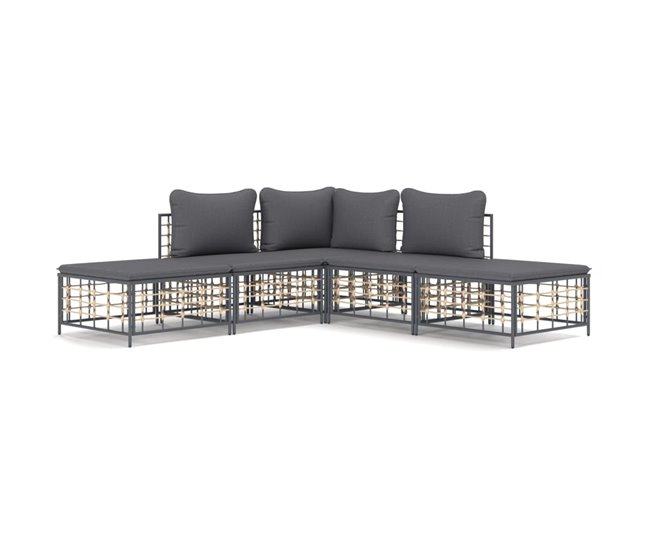 Conforama vidaXL Juego de muebles de jardín 5 pzas y cojines ratán PE antracita